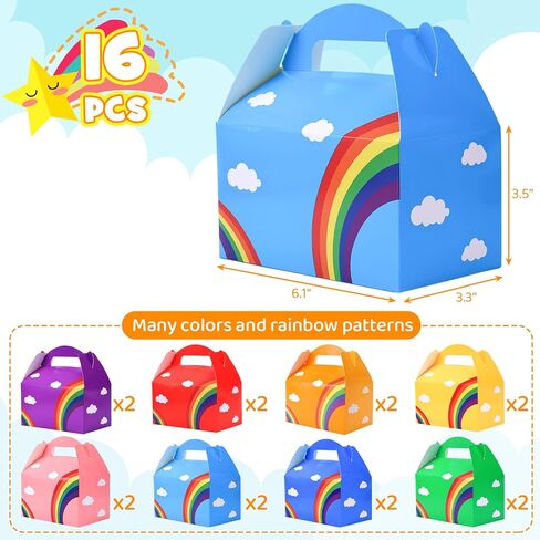 VGOODALL 16PCS Gable Treat Boxes, 6x3.5x3.5inch Party Favor Boxes Colorful Paper Gift Boxes Goodie Boxes for Kids Snacks Candy Toys Birthday Party Wedding Halloween Christmas in Kuwait