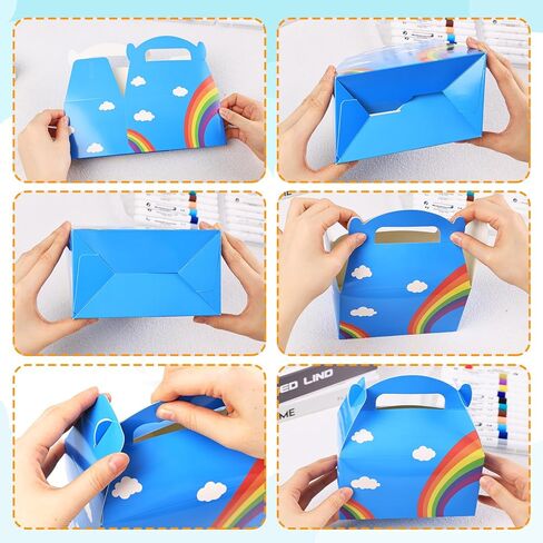 VGOODALL 16PCS Gable Treat Boxes, 6x3.5x3.5inch Party Favor Boxes Colorful Paper Gift Boxes Goodie Boxes for Kids Snacks Candy Toys Birthday Party Wedding Halloween Christmas in Kuwait