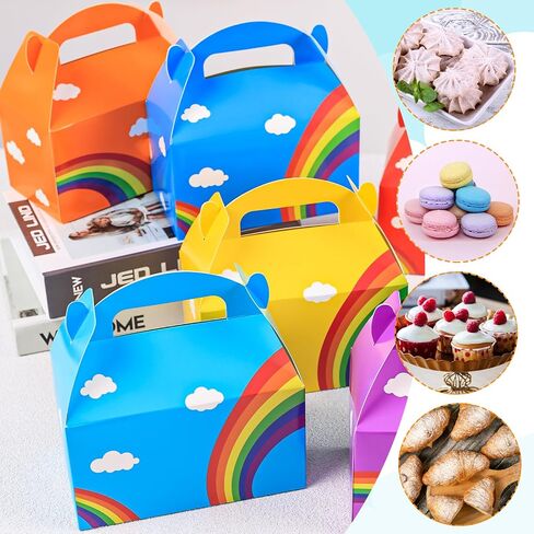 VGOODALL 16PCS Gable Treat Boxes, 6x3.5x3.5inch Party Favor Boxes Colorful Paper Gift Boxes Goodie Boxes for Kids Snacks Candy Toys Birthday Party Wedding Halloween Christmas in Kuwait