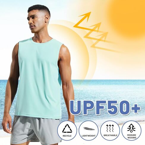 MIER Men's Workout Tank Tops UPF 50+ Swim Shirts Quick Dry Running Sleeveless UV Protection Muscle Tees in Saudi Arabia