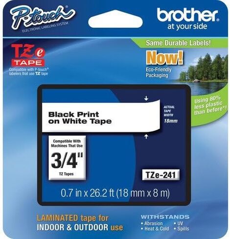 Brother P-Touch PT-1880 Label Tape - 0.7" Black Print on White in Saudi Arabia