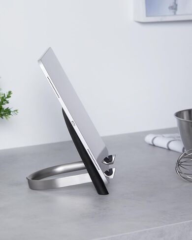 Umbra Udock Tablet/Phone Holder, Phone Easel/Tablet Easel -- Great For Kitchen, Props Up Your Screen So You Can Follow Along With Recipes, Read/Watch Online Content, Black/Nickel Finish in Saudi Arabia