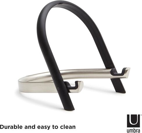 Umbra Udock Tablet/Phone Holder, Phone Easel/Tablet Easel -- Great For Kitchen, Props Up Your Screen So You Can Follow Along With Recipes, Read/Watch Online Content, Black/Nickel Finish in Saudi Arabia