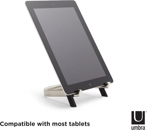 Umbra Udock Tablet/Phone Holder, Phone Easel/Tablet Easel -- Great For Kitchen, Props Up Your Screen So You Can Follow Along With Recipes, Read/Watch Online Content, Black/Nickel Finish in Saudi Arabia