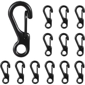 12 Pcs Carabiners Clips Black Keychain Clip Micro Paracord Hooks Spring Hooks Buckle Clasps for Outdoor Hiking Camping Backpack Bottle Accessories in Saudi Arabia