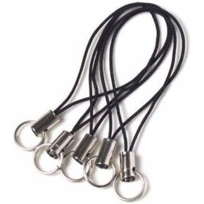 10 Pieces Silver Tone Black Lanyard Cell Phone Charm Split Ring Strap, Clasp Lariat Cord Strap For Mobile Cell Phone in Saudi Arabia