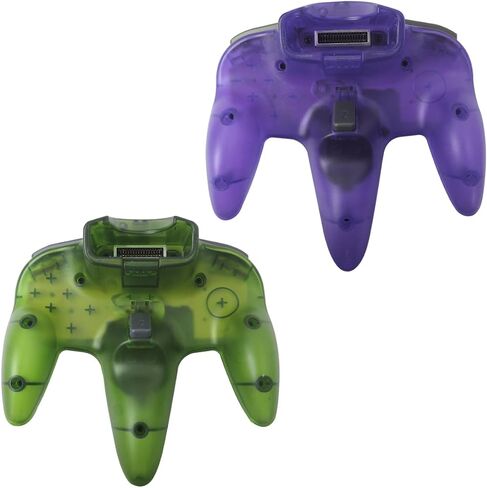 2 Pack Classic N64 Controller ، Wired N64 Controller تم ترقية التحكم في وحدة التحكم في ألعاب الفيديو N64 (اللون الأخضر الشفاف والشفاف) in Kuwait