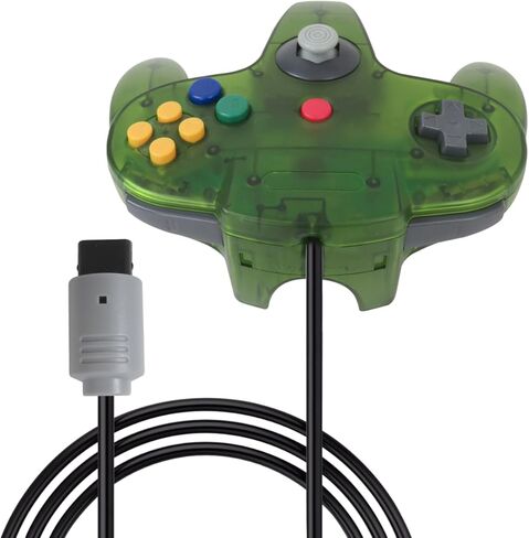 2 Pack Classic N64 Controller ، Wired N64 Controller تم ترقية التحكم في وحدة التحكم في ألعاب الفيديو N64 (اللون الأخضر الشفاف والشفاف) in Kuwait