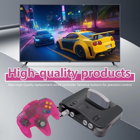 2 Pack Classic N64 Controller ، Wired N64 Controller تم ترقية التحكم في وحدة التحكم في ألعاب الفيديو N64 (اللون الأخضر الشفاف والشفاف) in Kuwait