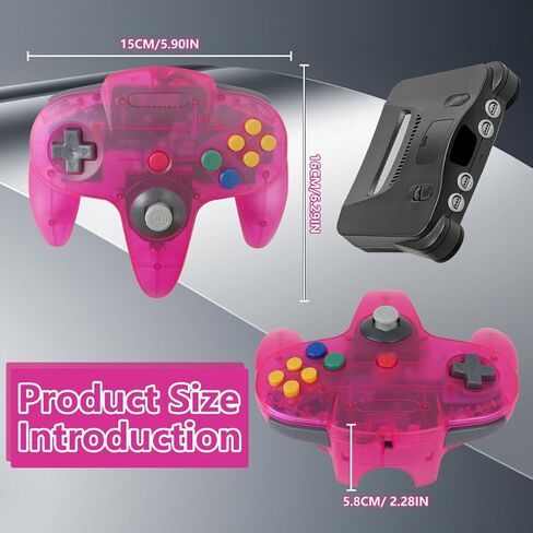 2 Pack Classic N64 Controller ، Wired N64 Controller تم ترقية التحكم في وحدة التحكم في ألعاب الفيديو N64 (اللون الأخضر الشفاف والشفاف) in Kuwait