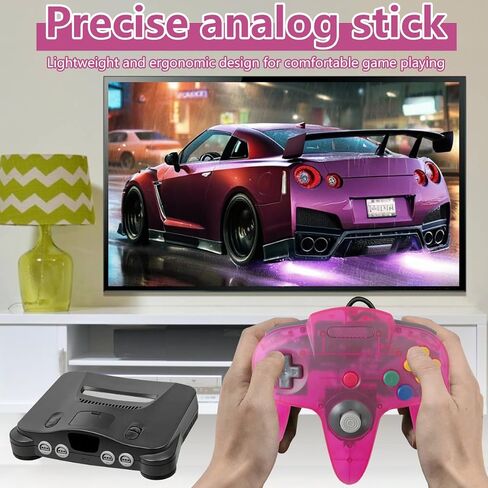2 Pack Classic N64 Controller ، Wired N64 Controller تم ترقية التحكم في وحدة التحكم في ألعاب الفيديو N64 (اللون الأخضر الشفاف والشفاف) in Kuwait
