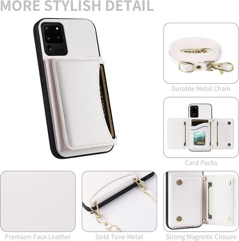 علبة الهاتف لـ Samsung Galaxy S20 Ultra 5G Wallet Wallet مع حزام كتف Crossbod in Saudi Arabia