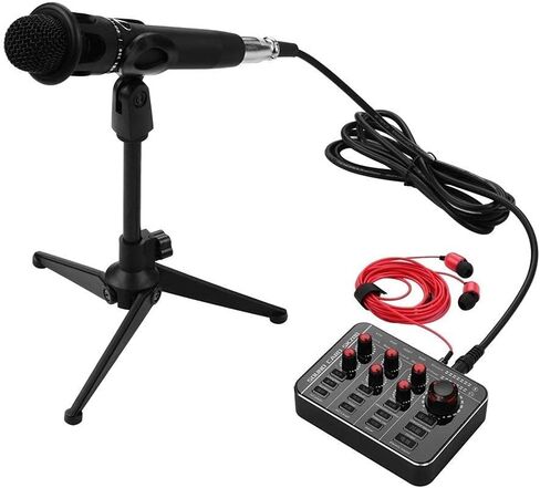 مجموعة بطاقة الصوت الشاملة للهاتف المحمول DSP مع بطاقة صوت قابلة لإعادة الشحن+ميكروفون مكثف باليد in Kuwait