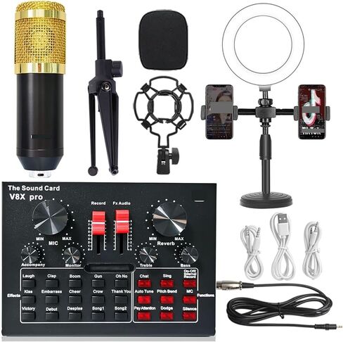 Professional Audio Mixer USB 5.0 Audio Sound Card USB External Headset Microphone Webcast Live Broadcast Adapter Game Music for PC Phone Computer Sound Boa in Kuwait