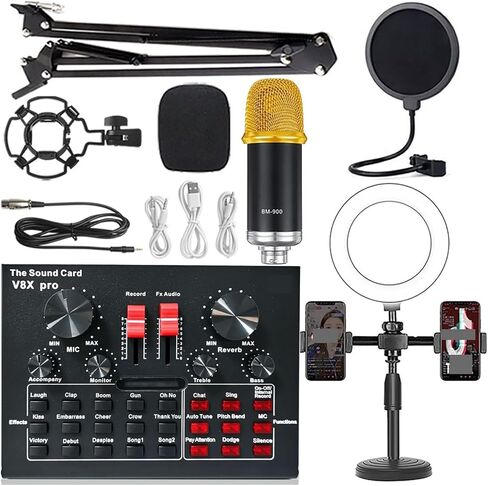 Professional Audio Mixer USB 5.0 Audio Sound Card USB External Headset Microphone Webcast Live Broadcast Adapter Game Music for PC Phone Computer Sound Boa in Kuwait