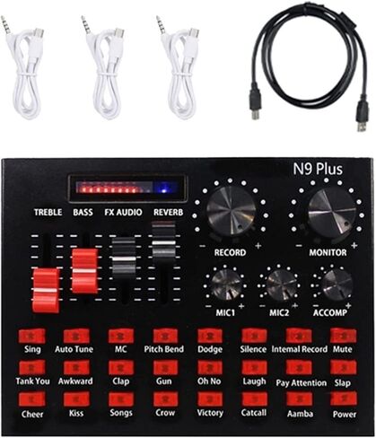خلاط الصوت الاحترافي ، خلاط نغمة USB N9 Sound Card Game Live Streaming Contenser Recording Live Broadcast Multi-Functional Mixer لتسجيل ألعاب الكمبيوتر الشخصي in Kuwait