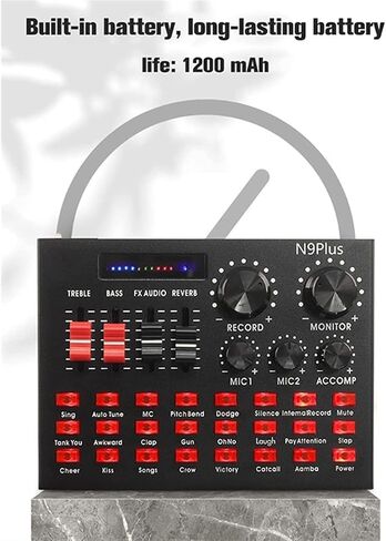 خلاط الصوت الاحترافي ، خلاط نغمة USB N9 Sound Card Game Live Streaming Contenser Recording Live Broadcast Multi-Functional Mixer لتسجيل ألعاب الكمبيوتر الشخصي in Kuwait