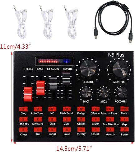 خلاط الصوت الاحترافي ، خلاط نغمة USB N9 Sound Card Game Live Streaming Contenser Recording Live Broadcast Multi-Functional Mixer لتسجيل ألعاب الكمبيوتر الشخصي in Kuwait