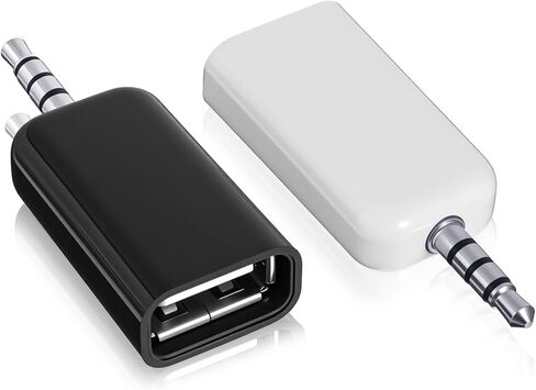 2 Pack AUX to 3.5mm Audio Adapter AUX to USB Adapter Audio Cable USB A Female 3.5mm Male Audioes Converter Jack Plug for USBs Flash Drive Car CD Player Only Work for Car Auxiliary Port Black White in Saudi Arabia