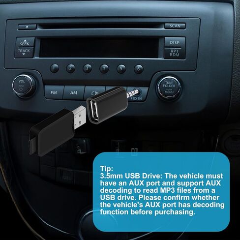 2 Pack AUX to 3.5mm Audio Adapter AUX to USB Adapter Audio Cable USB A Female 3.5mm Male Audioes Converter Jack Plug for USBs Flash Drive Car CD Player Only Work for Car Auxiliary Port Black White in Saudi Arabia