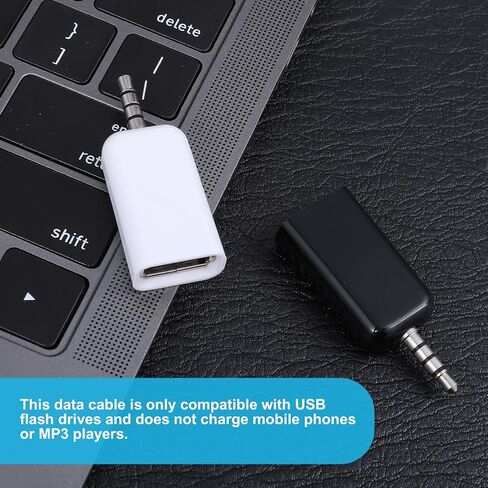 2 Pack AUX to 3.5mm Audio Adapter AUX to USB Adapter Audio Cable USB A Female 3.5mm Male Audioes Converter Jack Plug for USBs Flash Drive Car CD Player Only Work for Car Auxiliary Port Black White in Saudi Arabia
