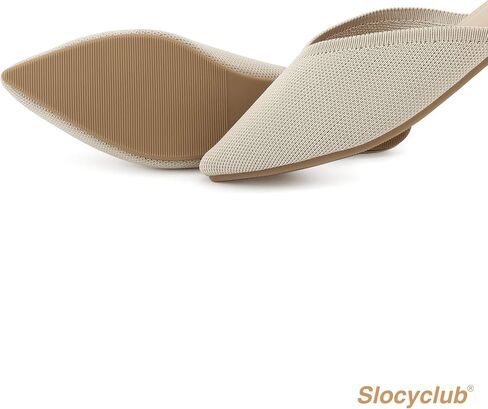 حذاء مسطح للنساء من Slocyclub، حذاء بدون كعب مسطح بمقدمة مدببة مغلقة للسيدات، حذاء مسطح محبوك منزلي سهل الارتداء، حذاء مفتوح مريح في أوائل الربيع in Kuwait