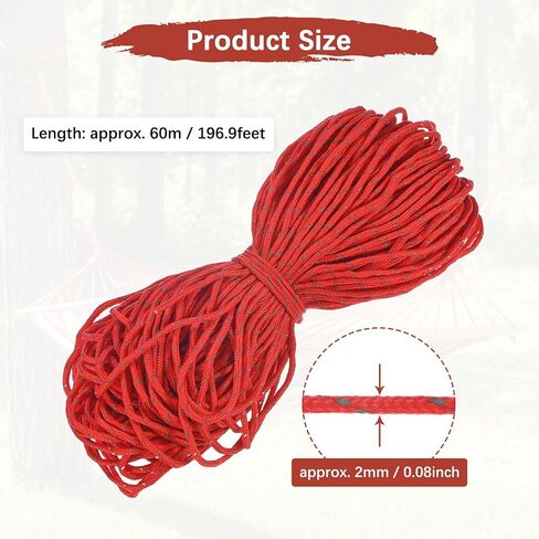 2 مم 98 قدم عاكس Guyline Camping Paracord [1pcs] - خطوط الرجل حبل الحبل الرفيع للغاية 3 خيوط الاستخدام للخيام التخييم والقطن والمشي - [Orange] in Kuwait