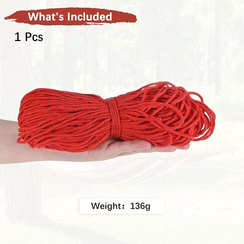 2 مم 98 قدم عاكس Guyline Camping Paracord [1pcs] - خطوط الرجل حبل الحبل الرفيع للغاية 3 خيوط الاستخدام للخيام التخييم والقطن والمشي - [Orange] in Kuwait