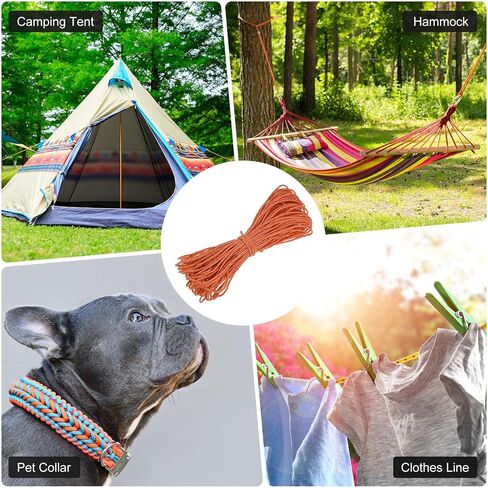 2 مم 98 قدم عاكس Guyline Camping Paracord [1pcs] - خطوط الرجل حبل الحبل الرفيع للغاية 3 خيوط الاستخدام للخيام التخييم والقطن والمشي - [Orange] in Kuwait