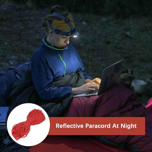 2 مم 98 قدم عاكس Guyline Camping Paracord [1pcs] - خطوط الرجل حبل الحبل الرفيع للغاية 3 خيوط الاستخدام للخيام التخييم والقطن والمشي - [Orange] in Kuwait