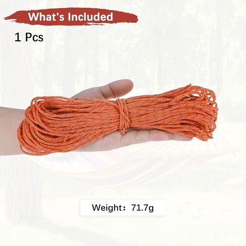 2 مم 98 قدم عاكس Guyline Camping Paracord [1pcs] - خطوط الرجل حبل الحبل الرفيع للغاية 3 خيوط الاستخدام للخيام التخييم والقطن والمشي - [Orange] in Kuwait