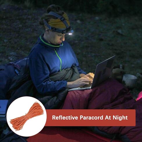 2 مم 98 قدم عاكس Guyline Camping Paracord [1pcs] - خطوط الرجل حبل الحبل الرفيع للغاية 3 خيوط الاستخدام للخيام التخييم والقطن والمشي - [Orange] in Kuwait