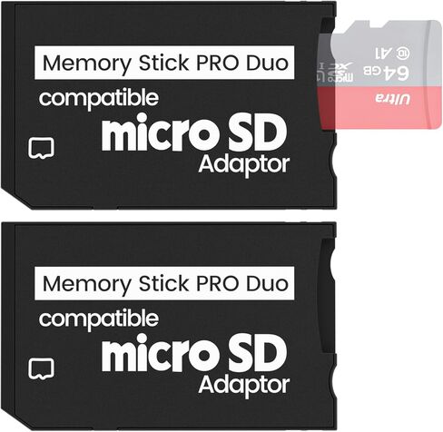 2 Pack Memory Stick Adapter ، Micro SD to Memory Stick Pro Duo Magicgate ، متوافق مع PSP ، الكاميرات الرقمية ، HandyCam in Kuwait