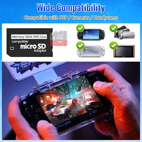 2 Pack Memory Stick Adapter ، Micro SD to Memory Stick Pro Duo Magicgate ، متوافق مع PSP ، الكاميرات الرقمية ، HandyCam in Kuwait