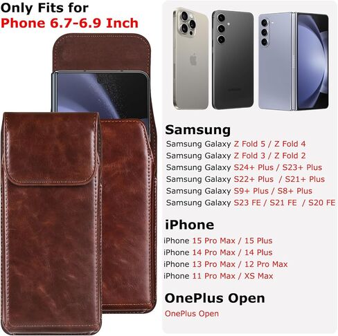 YQODSZ لهاتف Samsung Galaxy Z Fold 5/ Z Fold 4/ OnePlus حافظة هاتف مفتوحة مع مشبك حزام، حافظة كلاسيكية من جلد البولي يوريثان مع حلقة حزام مغناطيسية حافظة هاتف مغلقة لهاتف Z Fold 5 أسود in Kuwait