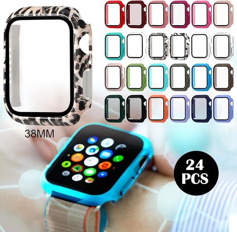 Sieral 24 Pack Watch Case with Tempered Glass Screen Protector Compatible with Iwatch 42mm Series 11/10/3/2/1, Hard PC Full Scratch Resistant Bumper Protective Face Cover Accessories in Kuwait