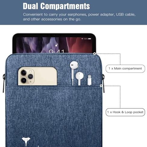 Tablet Sleeve Bag Water-Resistant Case Cover Fits Upto 11.6 inch Tablets for Samsung/Lenovo/Galaxy Tab A9 Plus/S8/S9/Realme Pad/Honor Pad X9/Xiaomi Mi pad 6/Redmi Pad/Oneplus Pad(Blue) in Saudi Arabia