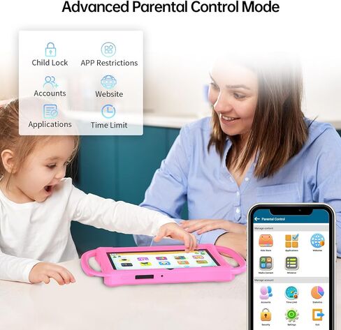 أقراص Pritom Kids 7 بوصة ، 32 جيجابايت ، لوحي صغير مع حالة غير مجهزة ، واي فاي ، الكاميرا المزدوجة ، التعليم ، الألعاب ، برامج الأطفال المثبتة مسبقًا ، التحكم الوالدي ، الوردي in Kuwait