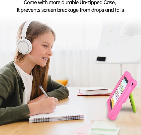 PRITOM Kids Tablets 7 inch, 32 GB, Toddler Tablet with Un-Zipped Case, WiFi, Dual Camera, Education, Games, Kids Software Pre-Installed, Parental Control, Pink in Kuwait