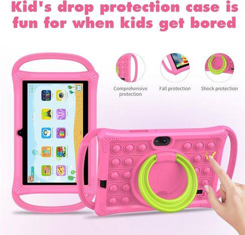 PRITOM Kids Tablets 7 inch, 32 GB, Toddler Tablet with Un-Zipped Case, WiFi, Dual Camera, Education, Games, Kids Software Pre-Installed, Parental Control, Pink in Kuwait