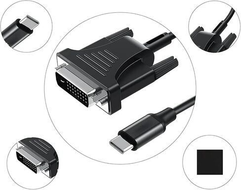 1080P USB C to DVI Cable TY>pe C to 24+1/24+5 DVI Cable for 3 Pro Projector M>oni>tor TV S8 S9 in Saudi Arabia