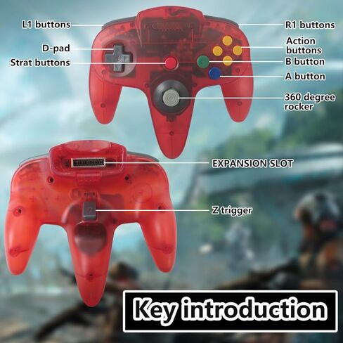 New Icelily 2 Packs Classic 64 Wired Controller Joystick for N64 Video Game System N64 Console (Transparent Red and Transparent Blue) in Saudi Arabia