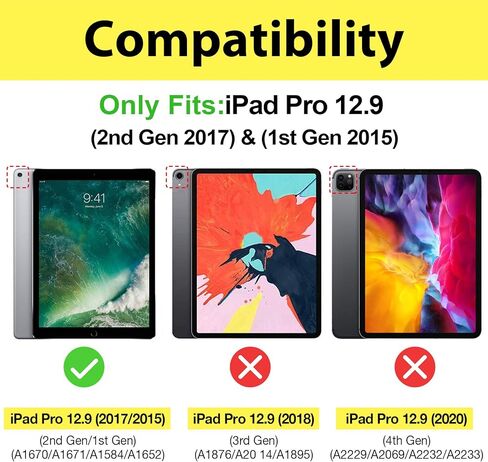 ProCase for iPad Pro 12.9 2017/2015 Case (1st & 2nd Generation), Stand Folio Case Cover for iPad Pro 12.9 Inch (Old Model 2017/2015), with Multiple Viewing Angles, Pencil Holder -Black in Saudi Arabia