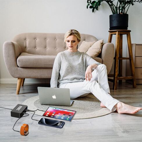 286W USB C Block Charger ، محطة شحن GAN3 ذات 8 ميناء للأجهزة المتعددة Apple ، Multi Port USB Clock USB Charging Hub متوافق مع MacBook Pro/Air ، iPad ، iPhone ، Samsung Galaxy in Kuwait