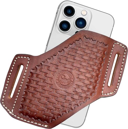 Universal Genuine Leather Phone Holster – Handmade Cross Draw Mobile Pouch with 2-Inch Belt Loop | Fits iPhone, Samsung Galaxy, Google Pixel & More | Vertical Leather Phone Case for Men in Saudi Arabia