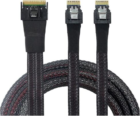Slimline S/AS SFF-8654 8i-Skew Plug-in إلى 2x SFF-8654 4I Cable Cable 0.5/0.8/1M (0.5 M) in Kuwait