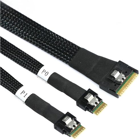 Slimline S/AS SFF-8654 8i-Skew Plug-in إلى 2x SFF-8654 4I Cable Cable 0.5/0.8/1M (0.5 M) in Kuwait