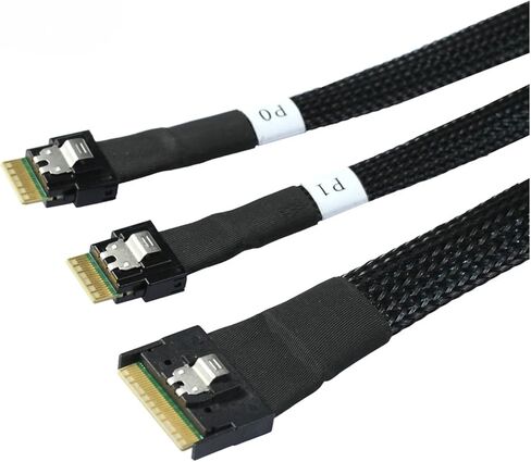 Slimline S/AS SFF-8654 8i-Skew Plug-in إلى 2x SFF-8654 4I Cable Cable 0.5/0.8/1M (0.5 M) in Kuwait