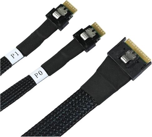Slimline S/AS SFF-8654 8i-Skew Plug-in إلى 2x SFF-8654 4I Cable Cable 0.5/0.8/1M (0.5 M) in Kuwait