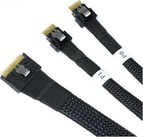 Slimline S/AS SFF-8654 8i-Skew Plug-in إلى 2x SFF-8654 4I Cable Cable 0.5/0.8/1M (0.5 M) in Kuwait